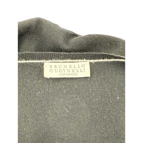 Brunello Cucinelli V-Neck Black Cashmere Blend Sweater M - Picture 5 of 9